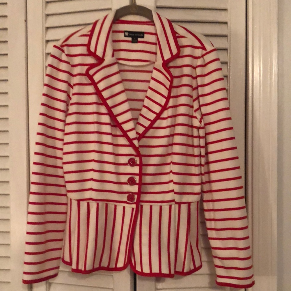 Red and white stripe blazer